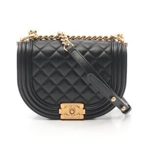 Chanel Boy Shoulder Bag Caviar Leather Grained Calfskin Black